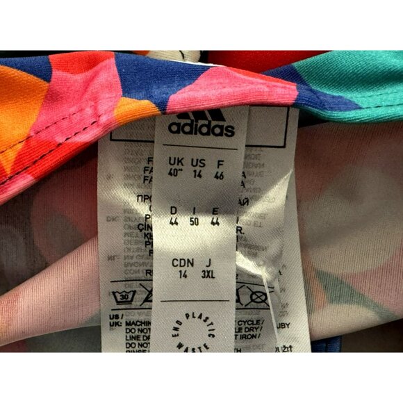 Farm Rio Adidas Multi Tropical Island Party Colorful Graphic Swimsuit Sz14 NEW - Picture 5 of 9